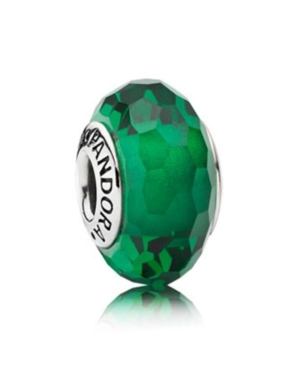 Pandora Sterling Silver Emerald Green Fascinating Faceted Murano Charm 791619